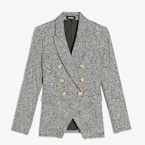 Express Houndstooth Novelty Button Double Breasted Blazer